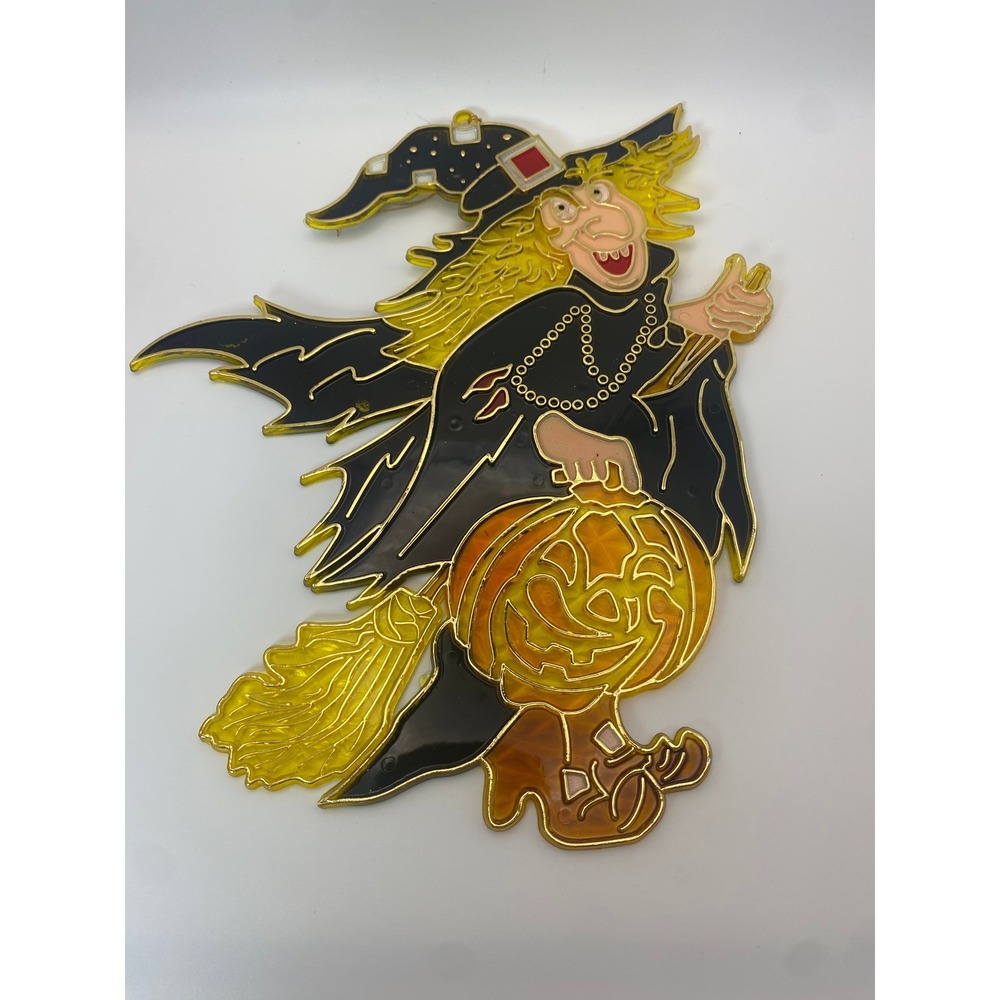 Vintage Halloween Suncatchers Set Witch Ghost Haunted House Pumpkin Decor 4pc - Picture 6 of 7